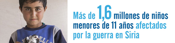 1,6 millones de niños menores de 11 años afectados por el conflicto sirio. 1,6 millones de niños menores de 11 años afectados por el conflicto sirio.